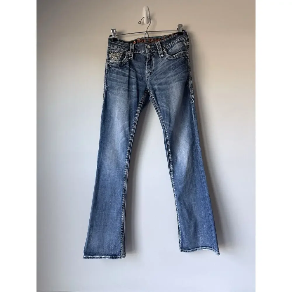 Rock Revival Jeans Women’s 26 blue easy boot lyon festival rodeo western cowgirl - Picture 3 of 12